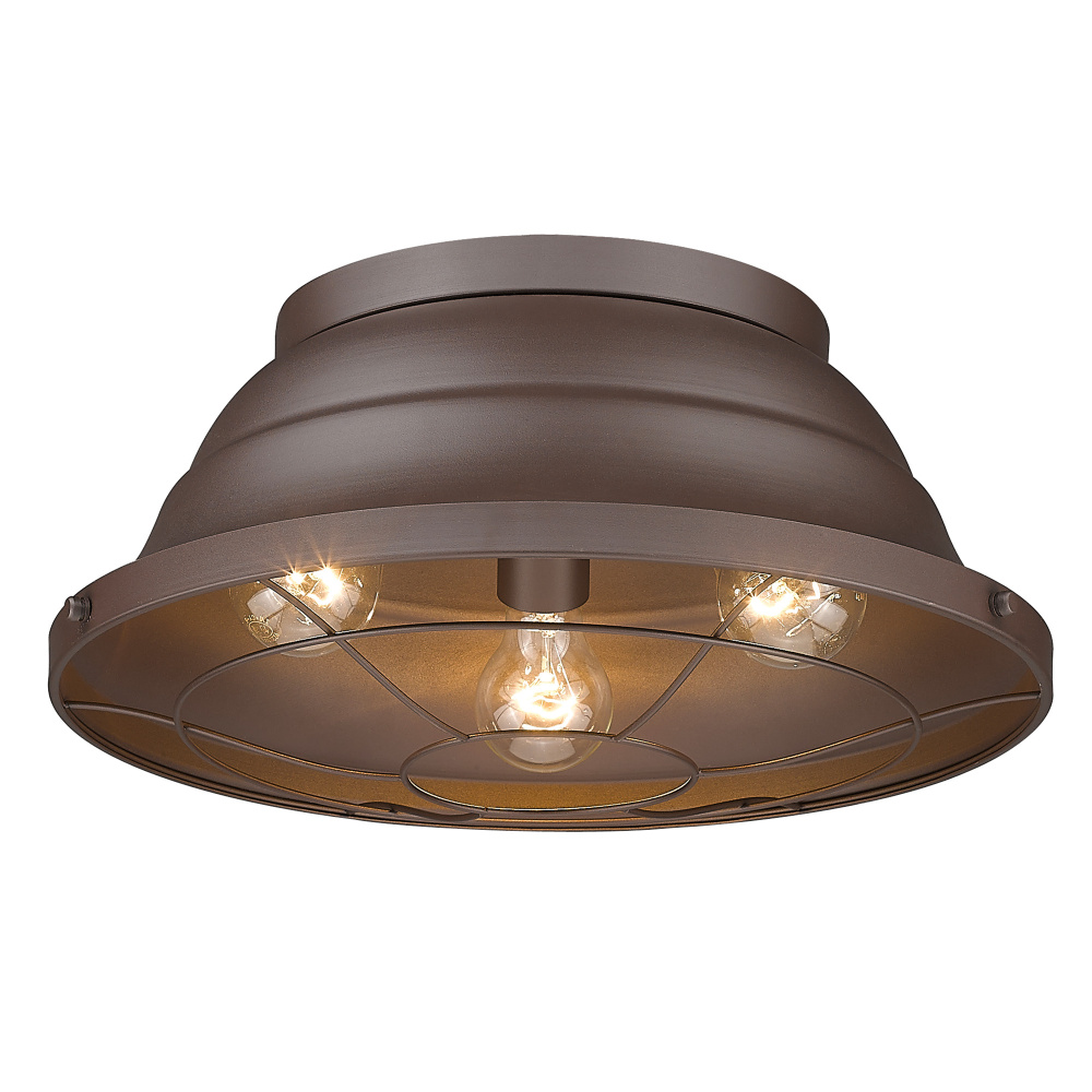 Golden Lighting Bartlett 3-light Outdoor Ceiling in Textured Bronze